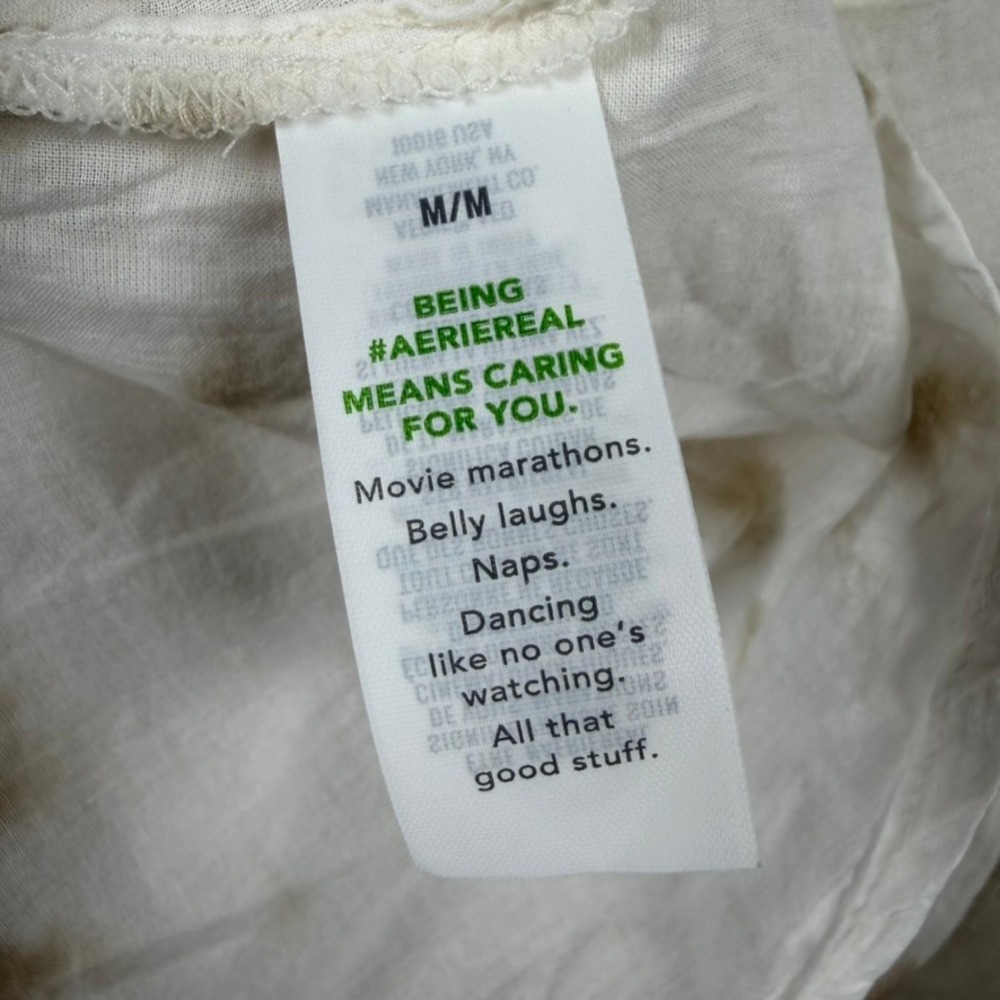 Aerie Women M White Tan Tie Dye Tiered Cotton Maxi Dress Braided Strap Open Back - Picture 4 of 10